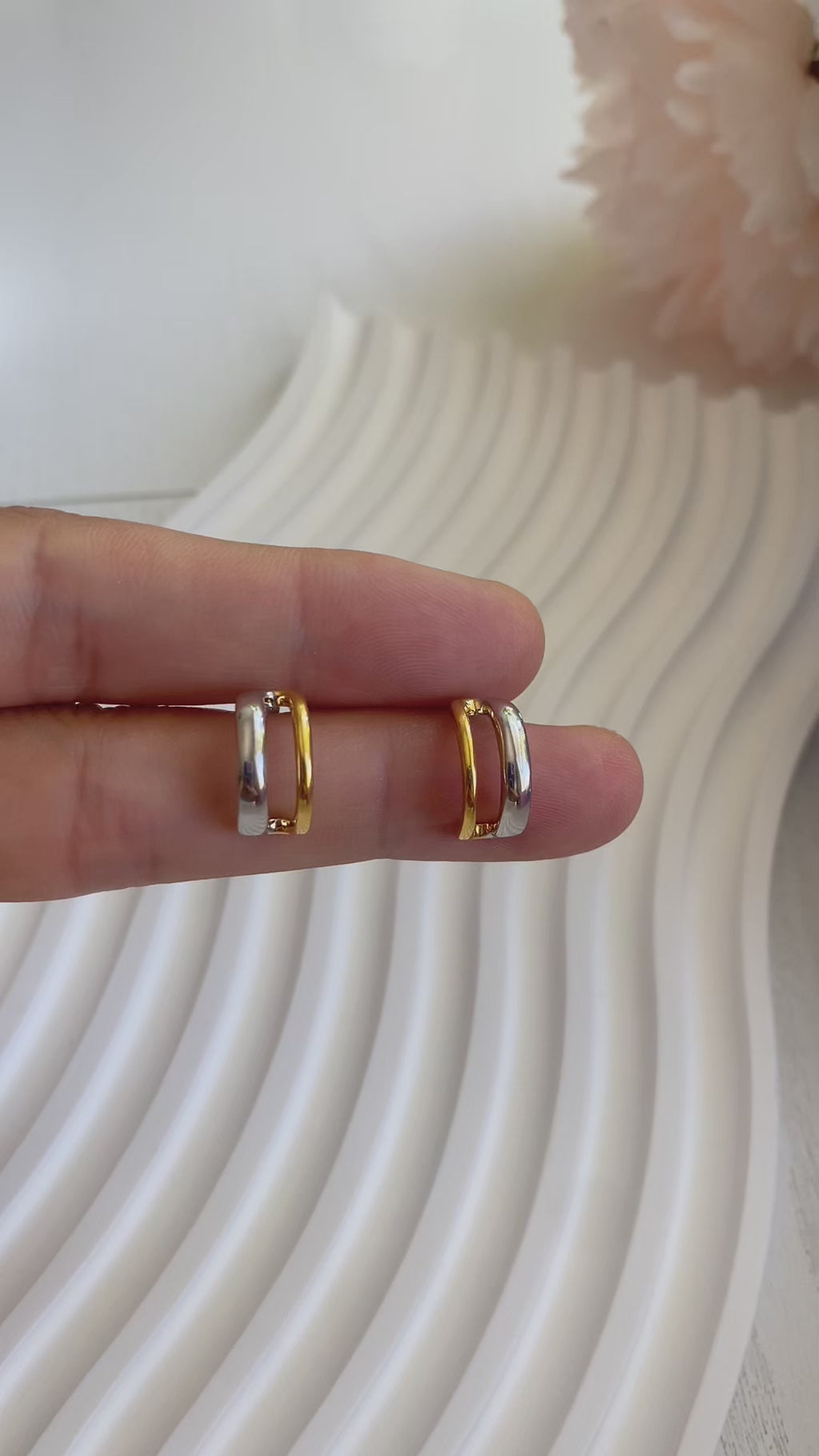 Harbor Two-Tone Huggie Earrings