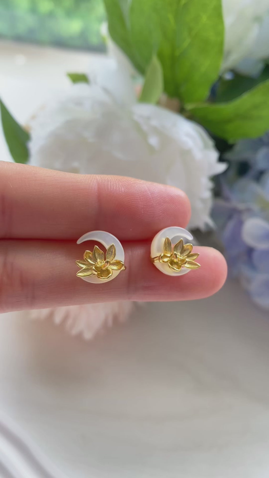 Luna Lotus Stud Earrings
