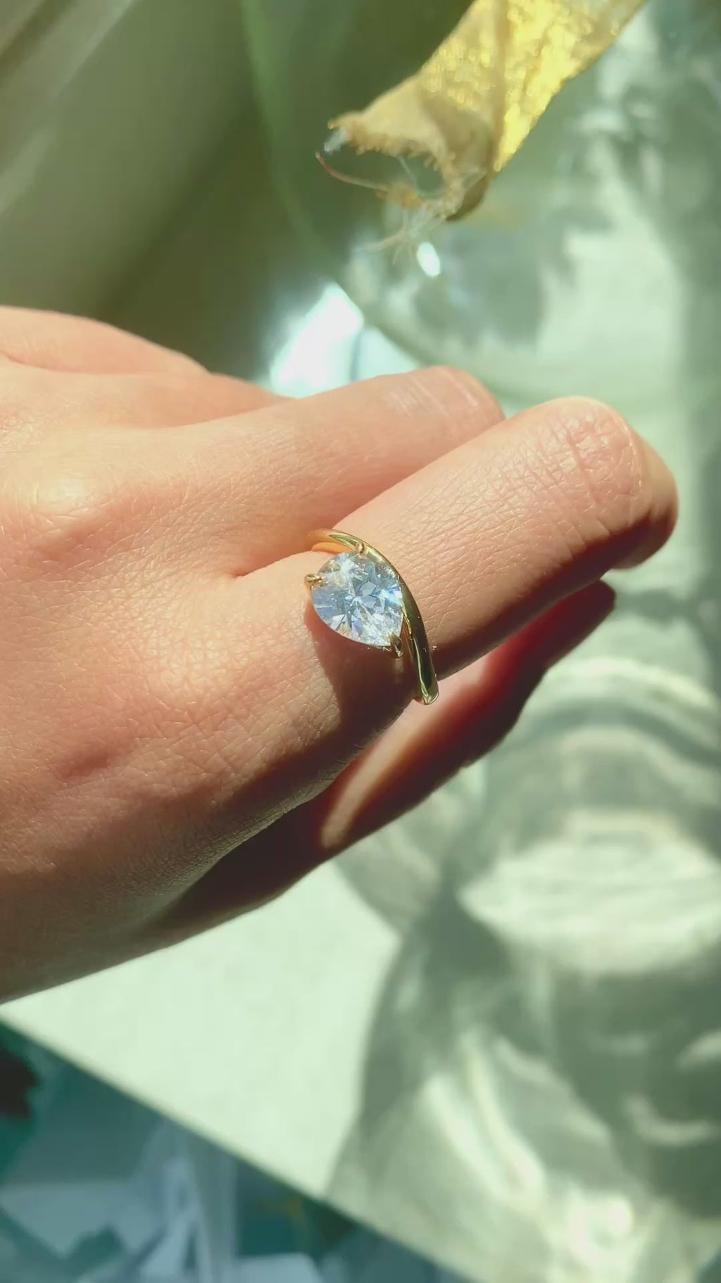 Aurora Pear Solitaire Ring
